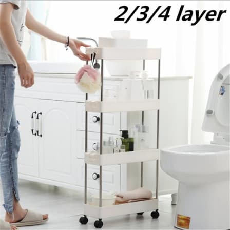 4 Layer Storage Trolley Kitchen Bathroom Rack Tower Cart_0